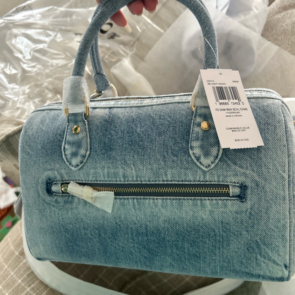 Coach loved denim medium rowan satchel / charms included - Picture 3 of 4